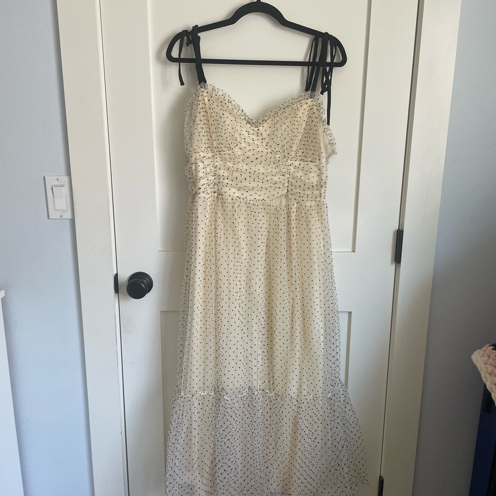 Baltic Born Cream Tiered Midi Sundress Sweetheart Neckline
